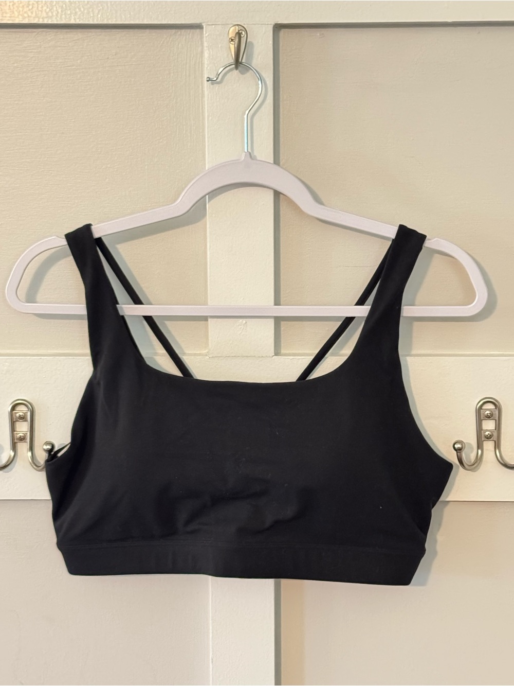 Athleta Black Scoop Sports Bra with Double-Strap Back